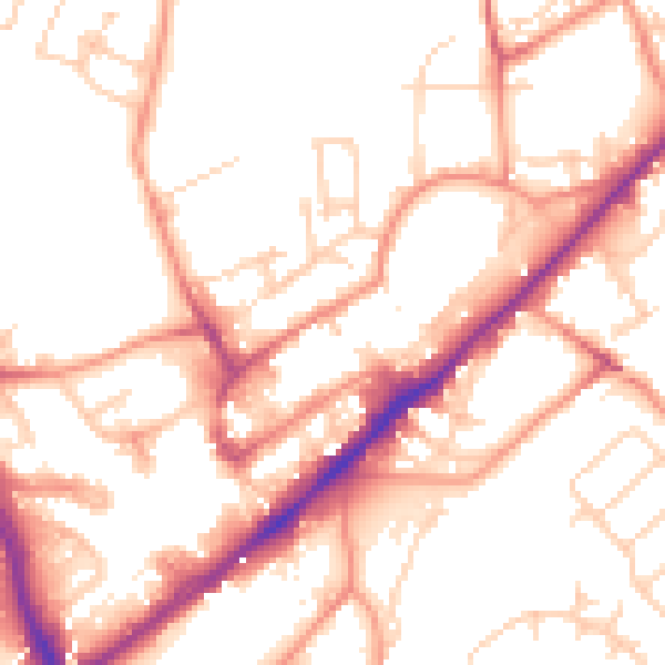 Daytime road noise heatmap for WF8 1HL