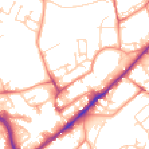 Daytime road noise heatmap for WF8 1HW