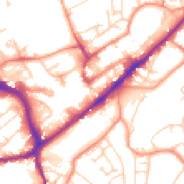 Daytime road noise heatmap for WF8 1PQ