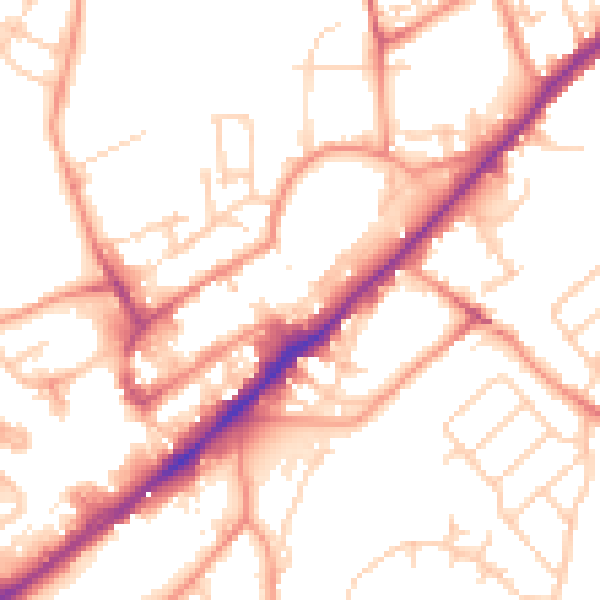 Daytime road noise heatmap for WF8 1QG