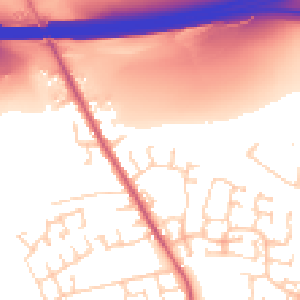 Daytime road noise heatmap for WF8 1TD
