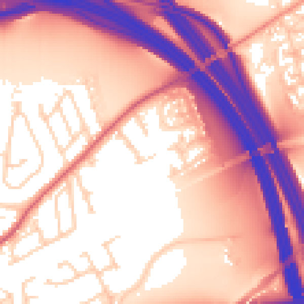 Daytime road noise heatmap for WF8 2GQ