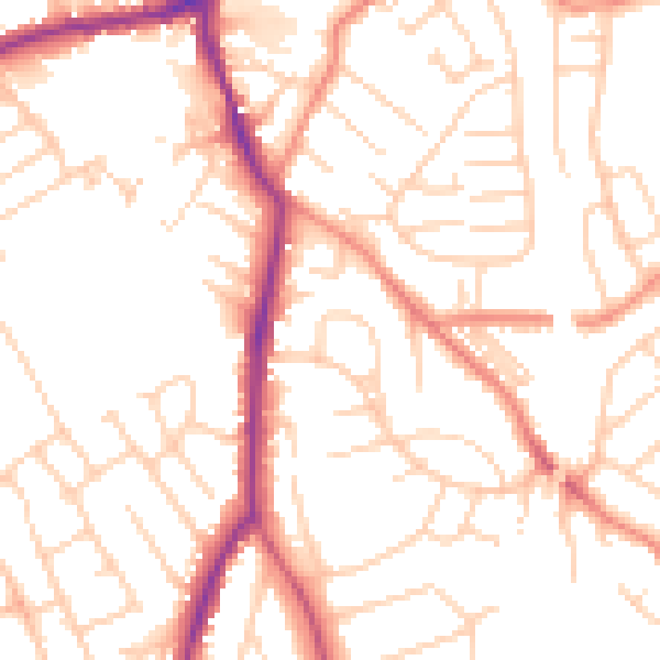 Daytime road noise heatmap for WF8 3QB
