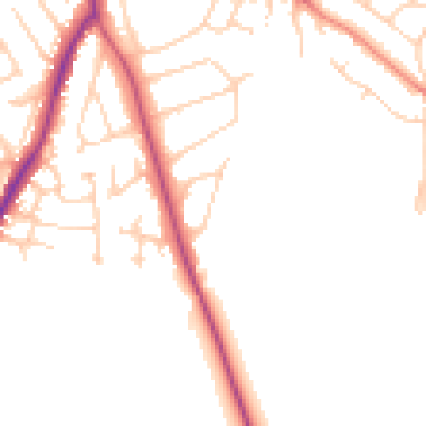 Daytime road noise heatmap for WF8 3QZ