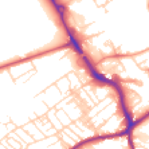 Daytime road noise heatmap for WF8 4BY