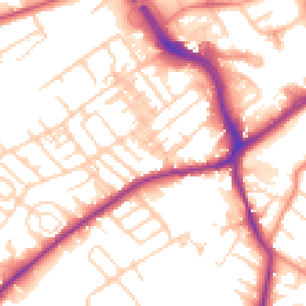 Daytime road noise heatmap for WF8 4DW