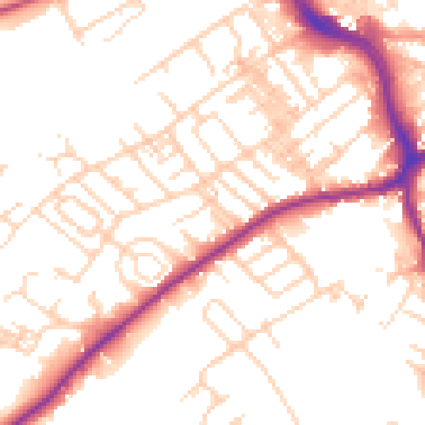 Daytime road noise heatmap for WF8 4EE