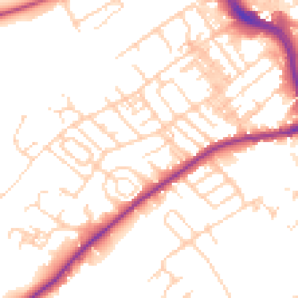 Daytime road noise heatmap for WF8 4EF