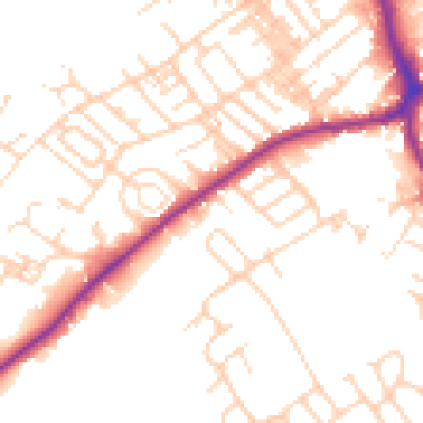 Daytime road noise heatmap for WF8 4HG