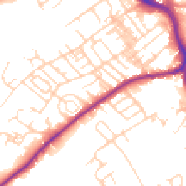 Daytime road noise heatmap for WF8 4HQ
