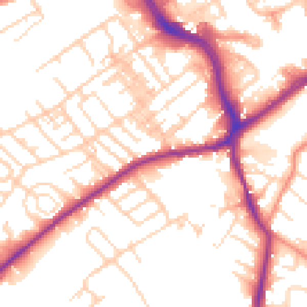Daytime road noise heatmap for WF8 4LB