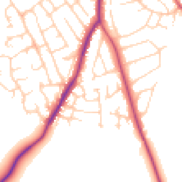 Daytime road noise heatmap for WF8 4RQ