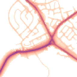 Daytime road noise heatmap for WN2 1SQ