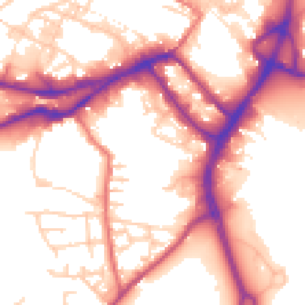 Daytime road noise heatmap for WN3 4AW
