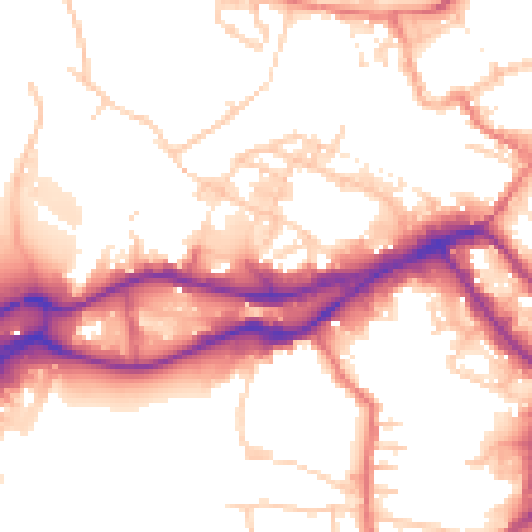 Daytime road noise heatmap for WN3 4AZ