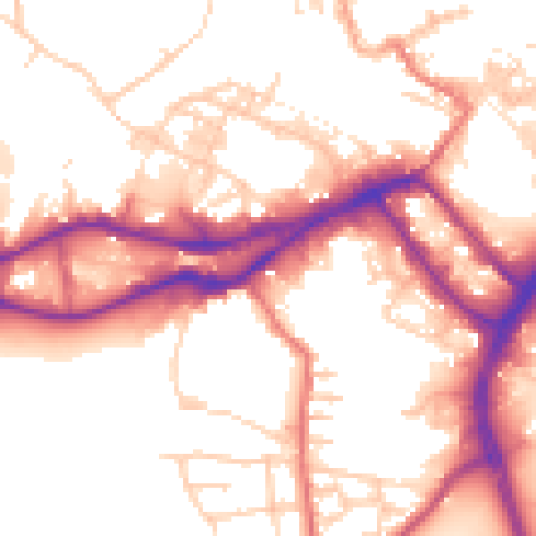Daytime road noise heatmap for WN3 4EH