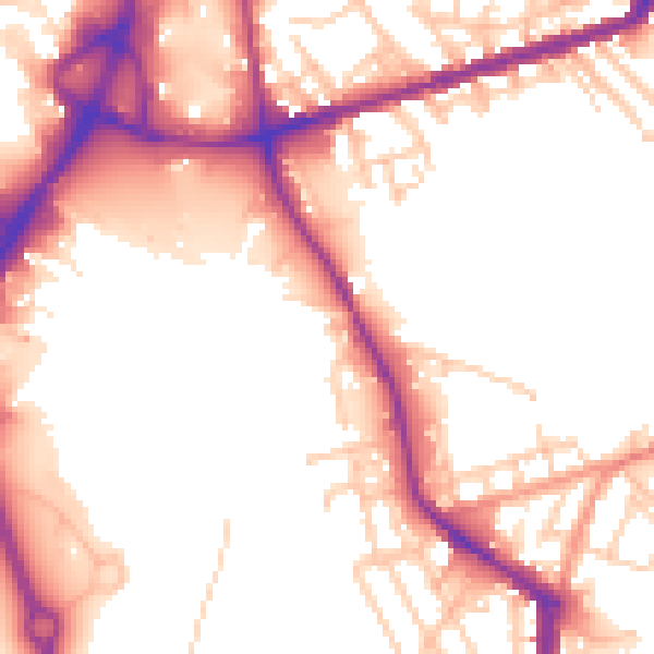 Daytime road noise heatmap for WN3 4JL