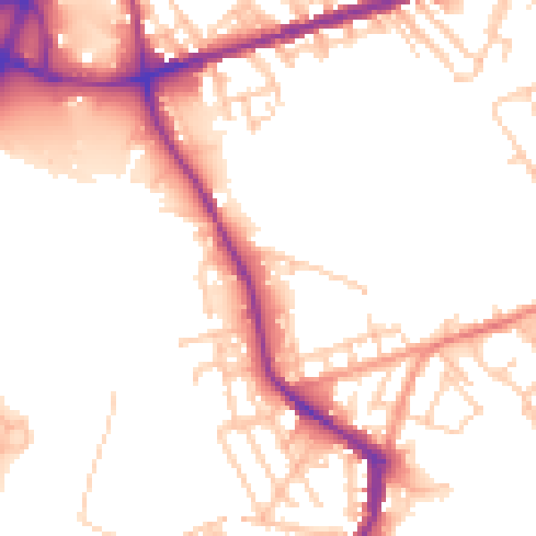 Daytime road noise heatmap for WN3 4JR