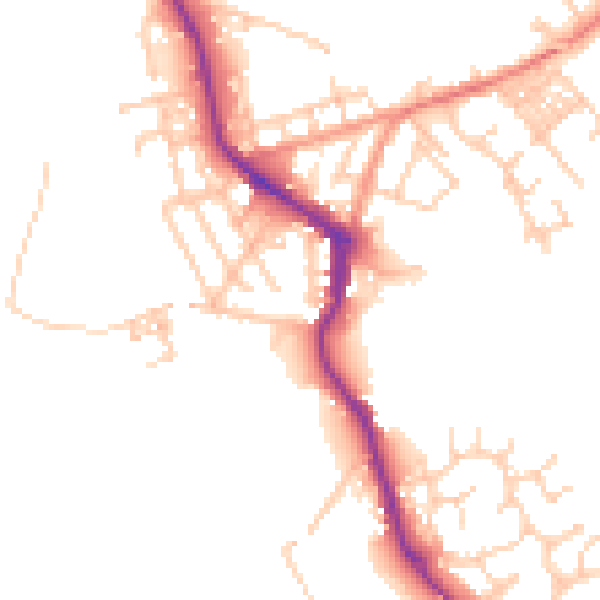 Daytime road noise heatmap for WN3 4NE
