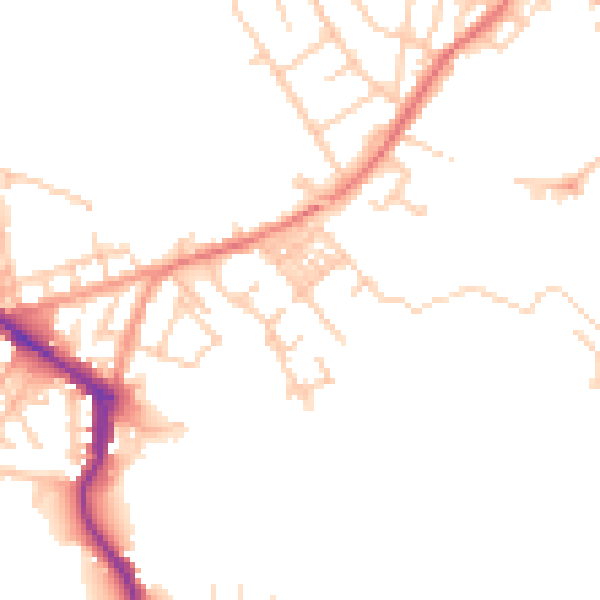 Daytime road noise heatmap for WN3 4QY