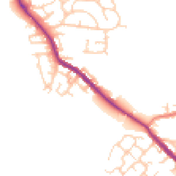 Daytime road noise heatmap for WN3 4UL