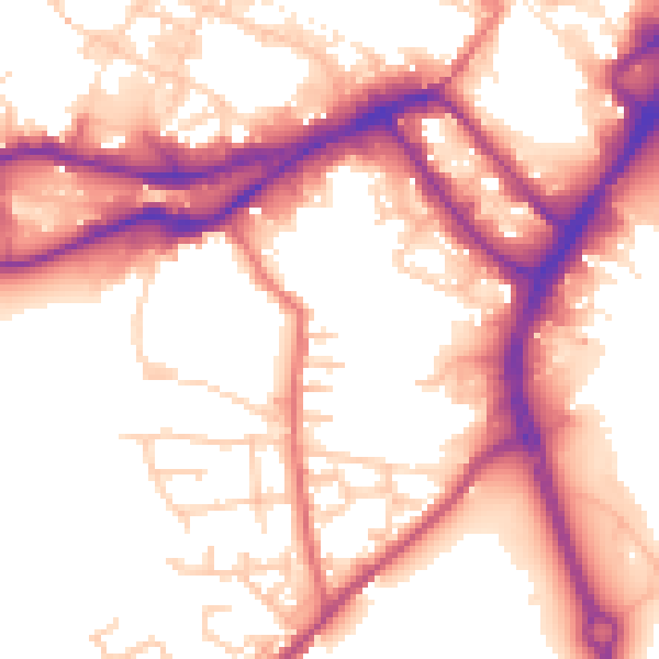 Daytime road noise heatmap for WN3 5BL
