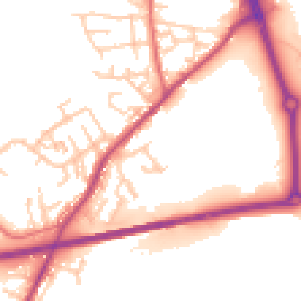 Daytime road noise heatmap for WN3 5DT
