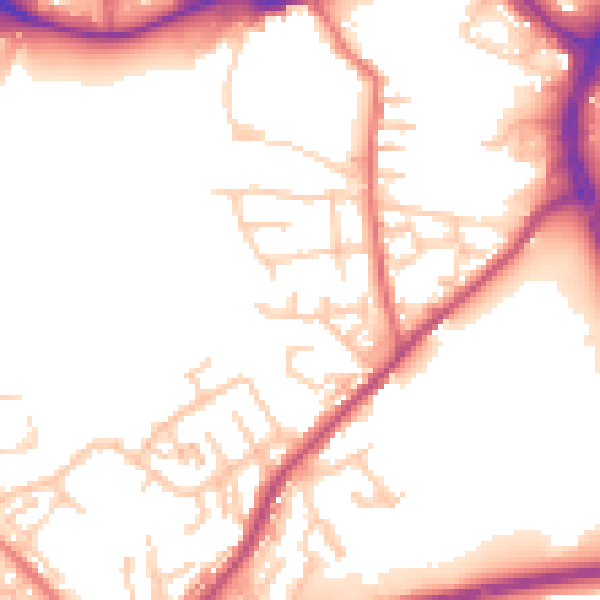 Daytime road noise heatmap for WN3 5ES