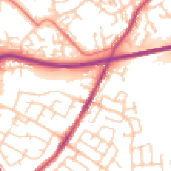 Daytime road noise heatmap for WN3 5HN