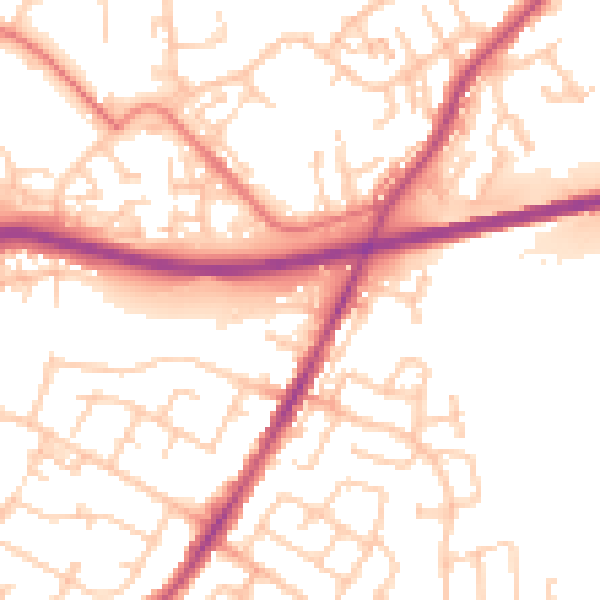 Daytime road noise heatmap for WN3 5HS