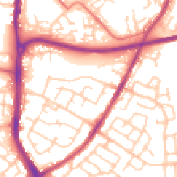 Daytime road noise heatmap for WN3 5HX