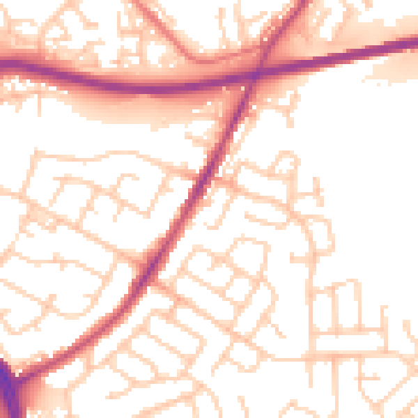 Daytime road noise heatmap for WN3 5JF
