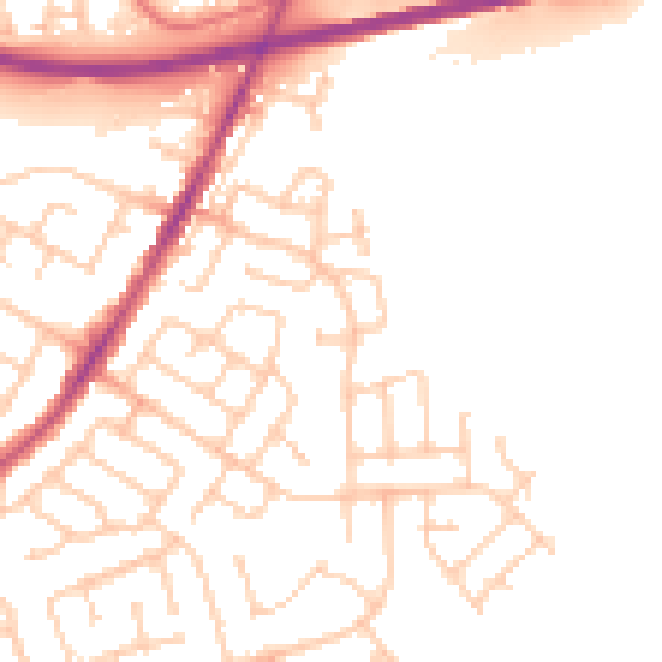 Daytime road noise heatmap for WN3 5JU