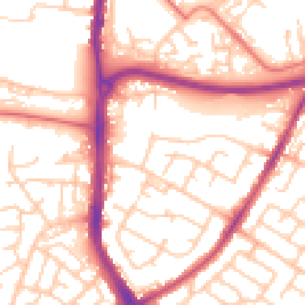 Daytime road noise heatmap for WN3 5LJ
