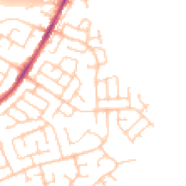 Daytime road noise heatmap for WN3 5NE