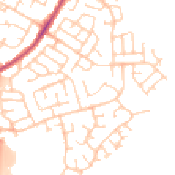 Daytime road noise heatmap for WN3 5NW