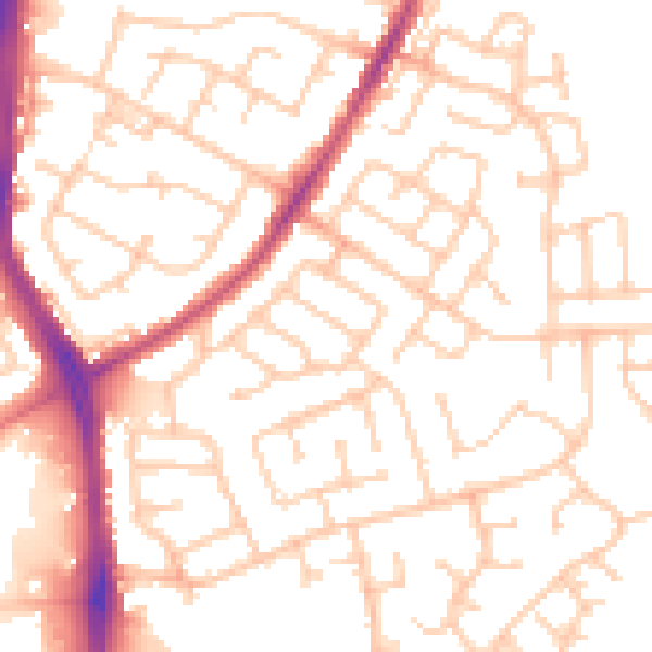 Daytime road noise heatmap for WN3 5QA