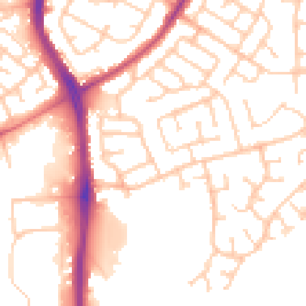 Daytime road noise heatmap for WN3 5QT