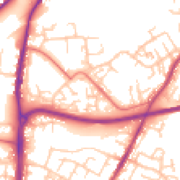 Daytime road noise heatmap for WN3 5TG
