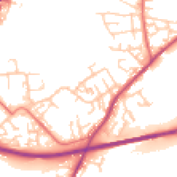 Daytime road noise heatmap for WN3 5TX