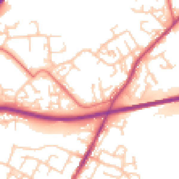 Daytime road noise heatmap for WN3 5UG