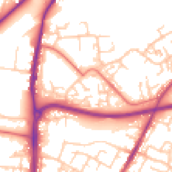 Daytime road noise heatmap for WN3 5UH