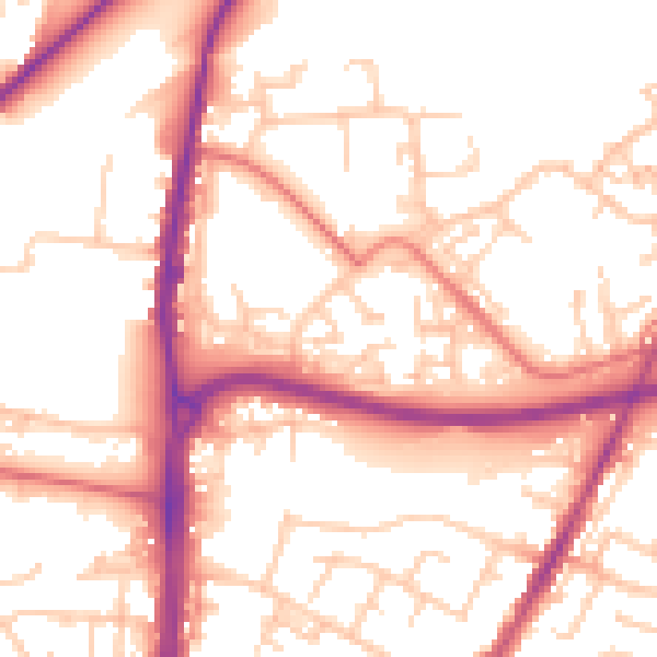 Daytime road noise heatmap for WN3 5WA