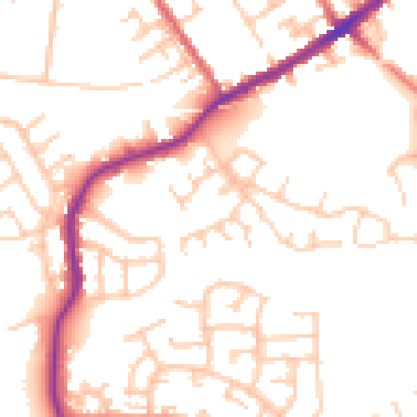 Daytime road noise heatmap for WN3 6BS