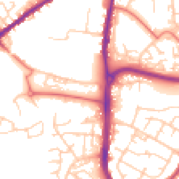 Daytime road noise heatmap for WN3 6GT