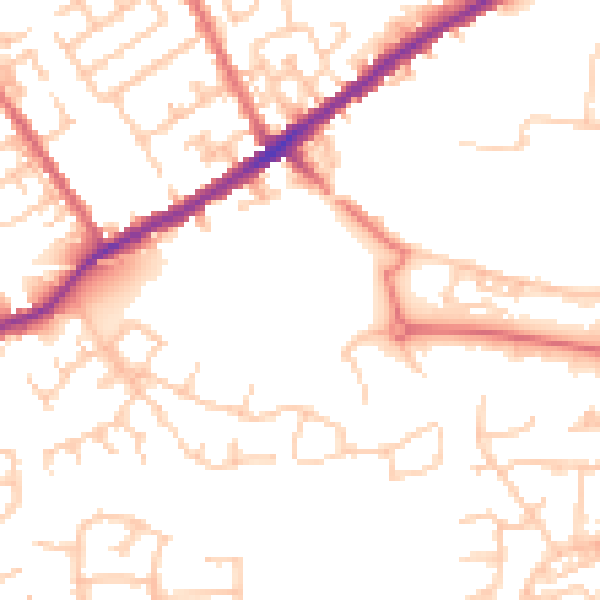 Daytime road noise heatmap for WN3 6GZ