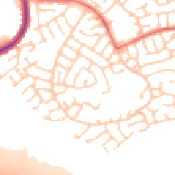 Daytime road noise heatmap for WN3 6HP