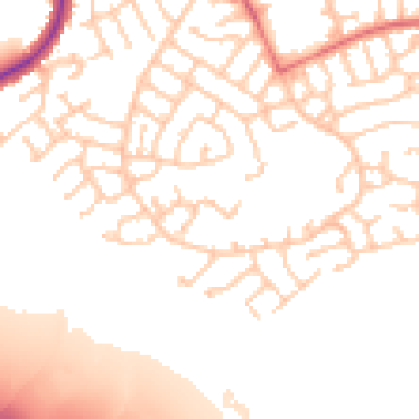 Daytime road noise heatmap for WN3 6JB