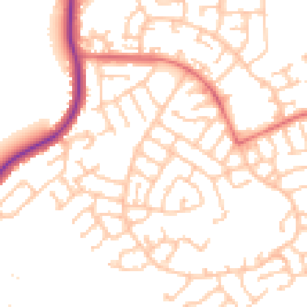 Daytime road noise heatmap for WN3 6JJ
