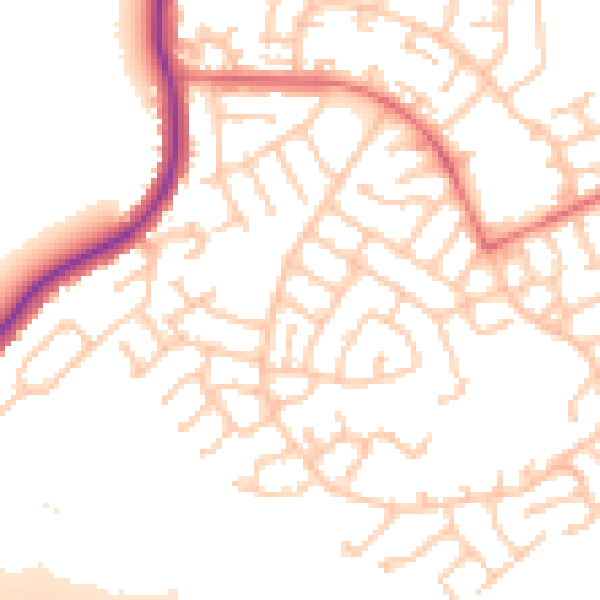 Daytime road noise heatmap for WN3 6JL